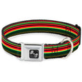 Load image into Gallery viewer, Dog Bone Seatbelt Buckle Collar - Stripe Transitions Black/Red/Green/Yellow
