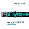 Load image into Gallery viewer, Dog Bone Seatbelt Buckle Collar - Skulls Stacked Weathered Black/Teal
