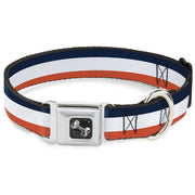 Dog Bone Seatbelt Buckle Collar - Stripe Navy/White/Orange