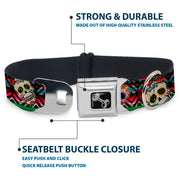 Dog Bone Seatbelt Buckle Collar - Sugar Skulls Zarape Multi Color