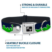 Dog Bone Seatbelt Buckle Collar - Seattle Skyline Navy/Lime Green