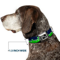 Load image into Gallery viewer, Dog Bone Seatbelt Buckle Collar - Seattle Skyline Navy/Lime Green
