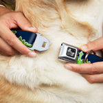 Dog Bone Seatbelt Buckle Collar - Seattle Skyline Navy/Lime Green