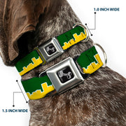 Dog Bone Seatbelt Buckle Collar - Seattle Skyline Green/Yellow