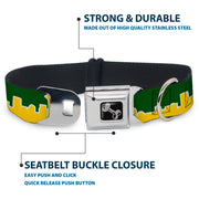 Dog Bone Seatbelt Buckle Collar - Seattle Skyline Green/Yellow