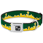 Dog Bone Seatbelt Buckle Collar - Seattle Skyline Green/Yellow