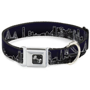Dog Bone Seatbelt Buckle Collar - San Francisco Vivid Skyline Midnight Blue