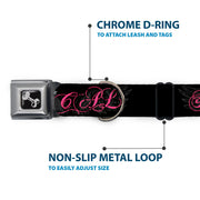 Dog Bone Seatbelt Buckle Collar - SO CAL Script/Wings Black/Gray/Pink