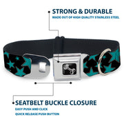 Dog Bone Seatbelt Buckle Collar - Stars/Multi Stars Black/Turquoise