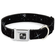 Dog Bone Seatbelt Buckle Collar - Shining Stars Black/White