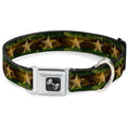 Load image into Gallery viewer, Dog Bone Seatbelt Buckle Collar - Star Camo Olive/Gold
