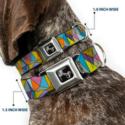 Dog Bone Seatbelt Buckle Collar - Stained Glass Mosaic Multi Color
