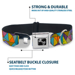 Dog Bone Seatbelt Buckle Collar - Stained Glass Mosaic Multi Color