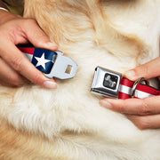 Dog Bone Seatbelt Buckle Collar - Stars & Stripes Blue/White/Red/White
