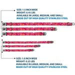 Dog Bone Seatbelt Buckle Collar - Skewed Squares Stacked Purple/Orange/Pinks