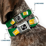 Dog Bone Seatbelt Buckle Collar - St. Pat's Clovers/Beer Mugs Greens