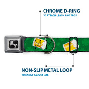 Dog Bone Seatbelt Buckle Collar - St. Pat's Clovers/Beer Mugs Greens