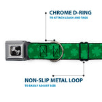 Dog Bone Seatbelt Buckle Collar - St. Pat's Clovers Scattered3 Greens