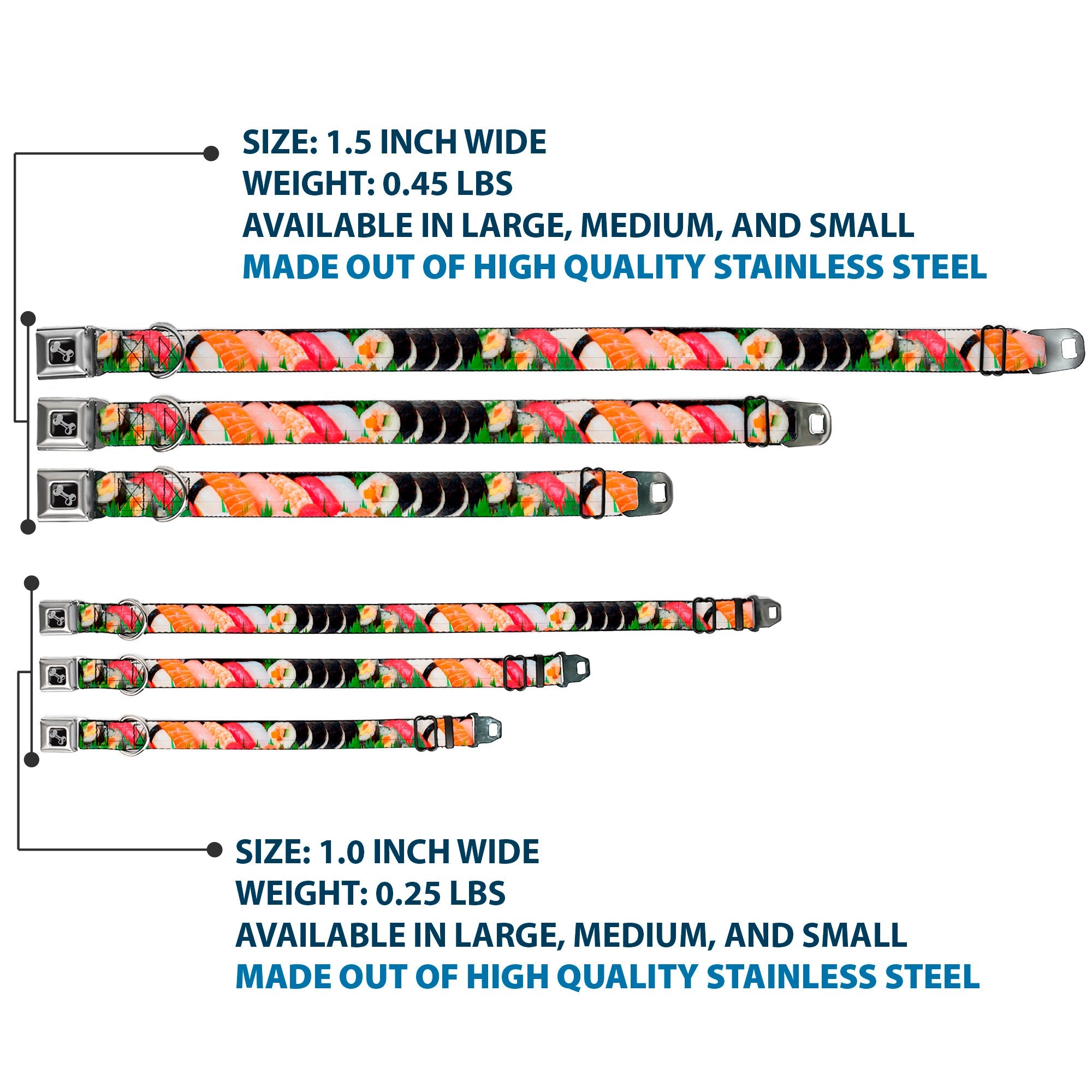 Dog Bone Seatbelt Buckle Collar - Sushi Vivid