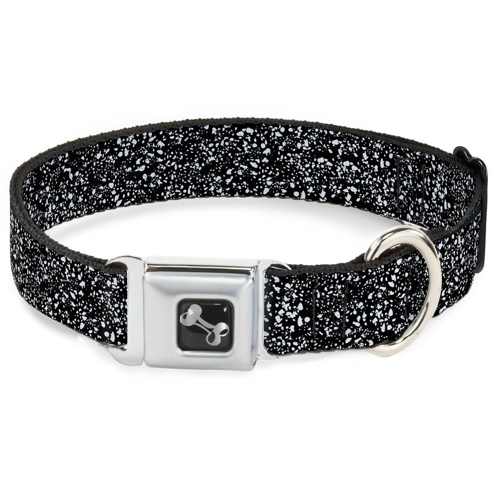 Dog Bone Seatbelt Buckle Collar - Speckle Black/White