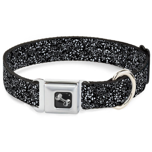 Dog Bone Seatbelt Buckle Collar - Speckle Black/White