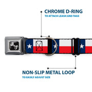 Dog Bone Seatbelt Buckle Collar - Texas Flag/Black
