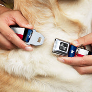 Dog Bone Seatbelt Buckle Collar - Texas Flag/Black