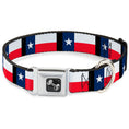 Load image into Gallery viewer, Dog Bone Seatbelt Buckle Collar - Texas Flag/Black
