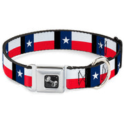 Dog Bone Seatbelt Buckle Collar - Texas Flag/Black