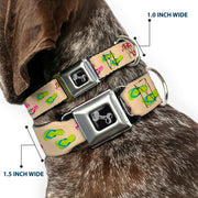 Dog Bone Seatbelt Buckle Collar - Tropical Flip Flops Tan/Multi Color