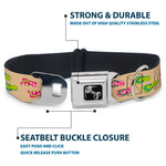 Dog Bone Seatbelt Buckle Collar - Tropical Flip Flops Tan/Multi Color
