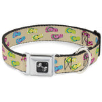 Dog Bone Seatbelt Buckle Collar - Tropical Flip Flops Tan/Multi Color