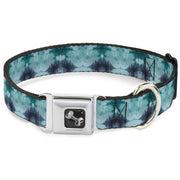 Dog Bone Seatbelt Buckle Collar - Tie Dye Reflection Turquoise Blues