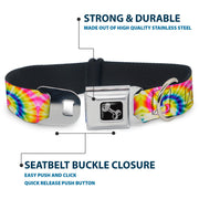 Dog Bone Seatbelt Buckle Collar - Tie Dye Swirl Multi Color/White