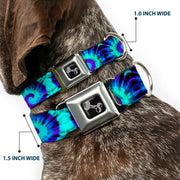 Dog Bone Seatbelt Buckle Collar - Tie Dye Swirl Purples/Blues