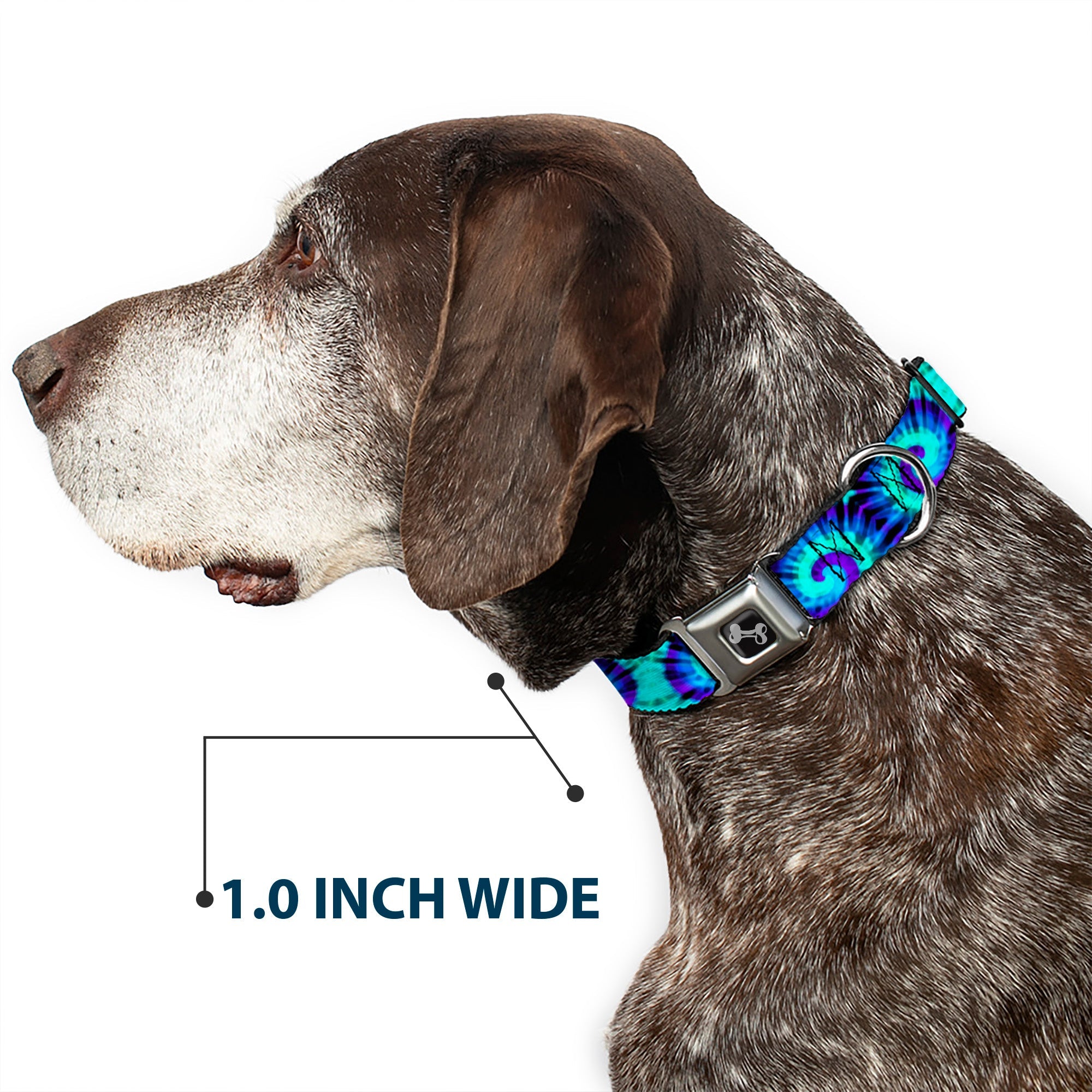 Dog Bone Seatbelt Buckle Collar - Tie Dye Swirl Purples/Blues