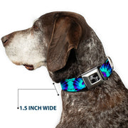 Dog Bone Seatbelt Buckle Collar - Tie Dye Swirl Purples/Blues