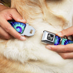 Dog Bone Seatbelt Buckle Collar - Tie Dye Swirl Purples/Blues