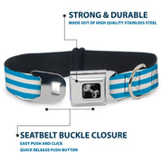 Dog Bone Seatbelt Buckle Collar - Triple Stripe White/Blue