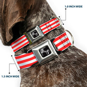 Dog Bone Seatbelt Buckle Collar - Triple Stripe White/Red