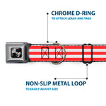 Dog Bone Seatbelt Buckle Collar - Triple Stripe White/Red