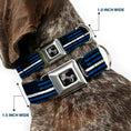 Load image into Gallery viewer, Dog Bone Black/Silver Seatbelt Buckle Collar - Thin White Line Flag Weathered Black/Blue/White
