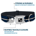 Load image into Gallery viewer, Dog Bone Black/Silver Seatbelt Buckle Collar - Thin White Line Flag Weathered Black/Blue/White
