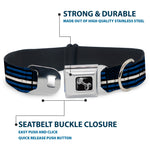 Dog Bone Black/Silver Seatbelt Buckle Collar - Thin White Line Flag Weathered Black/Blue/White