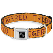 Dog Bone Black/Silver Seatbelt Buckle Collar - TRIGGERED Orange/Burgundy