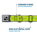 Dog Bone Black/Silver Seatbelt Buckle Collar - Tennis Balls Stacked