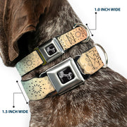 Dog Bone Black/Silver Seatbelt Buckle Collar - Bandana Paisley Ombre Pastel/Black