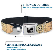 Dog Bone Black/Silver Seatbelt Buckle Collar - Bandana Paisley Ombre Pastel/Black