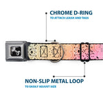 Dog Bone Black/Silver Seatbelt Buckle Collar - Bandana Paisley Ombre Pastel/Black