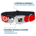 Load image into Gallery viewer, Dog Bone Black/Silver Seatbelt Buckle Collar - Buckle-Down REMOVE BEFORE FLIGHT Red/White
